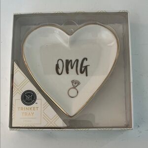 Expressions OMG Heart Trinket Tray - White and Gold
